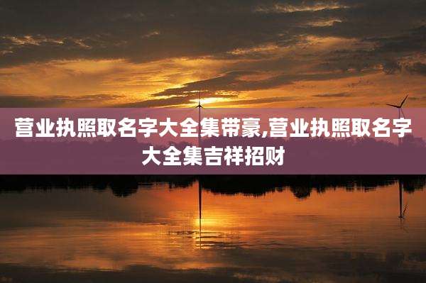 营业执照取名字大全集带豪,营业执照取名字大全集吉祥招财