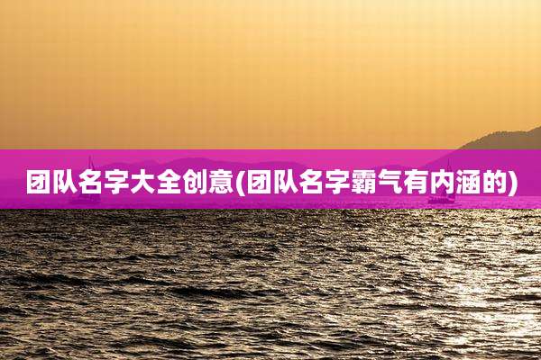 团队名字大全创意(团队名字霸气有内涵的)