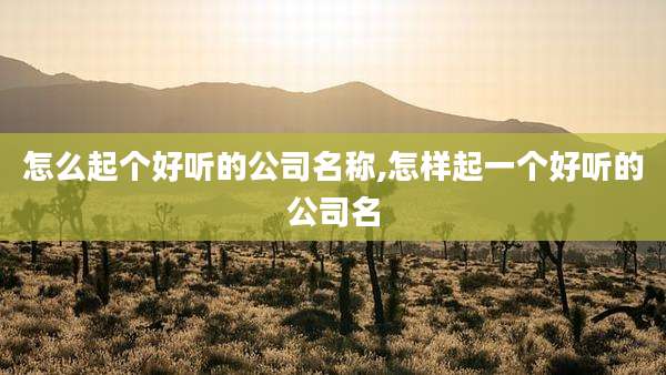 怎么起个好听的公司名称,怎样起一个好听的公司名