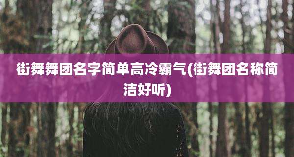 街舞舞团名字简单高冷霸气(街舞团名称简洁好听)