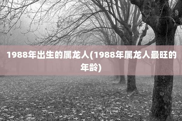 1988年出生的属龙人(1988年属龙人最旺的年龄)