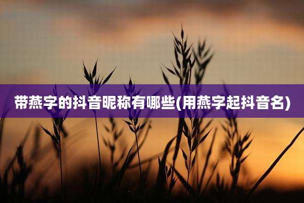 带燕字的抖音昵称有哪些(用燕字起抖音名)