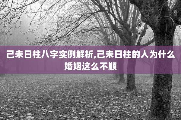 己未日柱八字实例解析,己未日柱的人为什么婚姻这么不顺