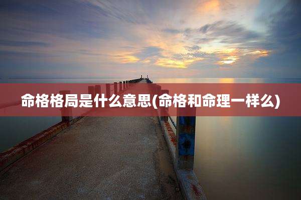 命格格局是什么意思(命格和命理一样么)
