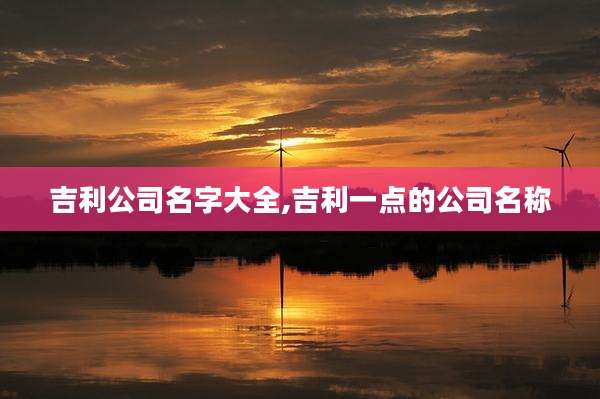 吉利公司名字大全,吉利一点的公司名称