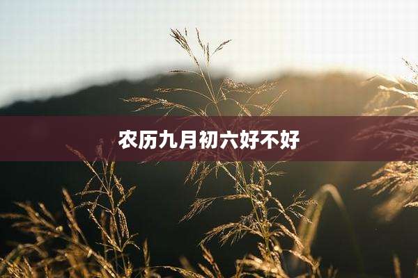 农历九月初六好不好