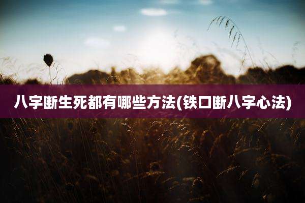 八字断生死都有哪些方法(铁口断八字心法)