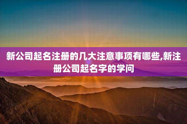 新公司起名注册的几大注意事项有哪些,新注册公司起名字的学问