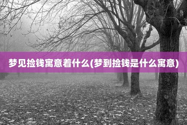 梦见捡钱寓意着什么(梦到捡钱是什么寓意)