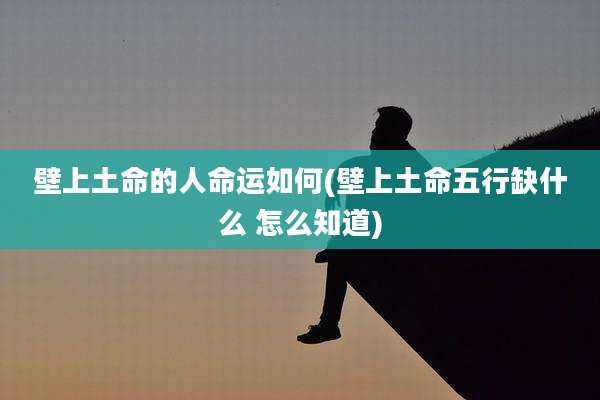 壁上土命的人命运如何(壁上土命五行缺什么 怎么知道)