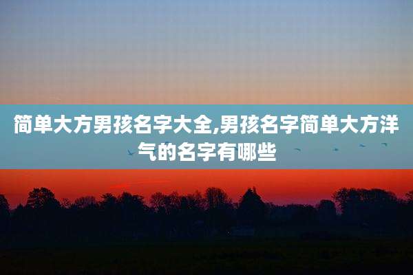 简单大方男孩名字大全,男孩名字简单大方洋气的名字有哪些