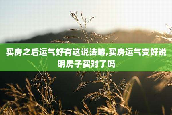 买房之后运气好有这说法嘛,买房运气变好说明房子买对了吗