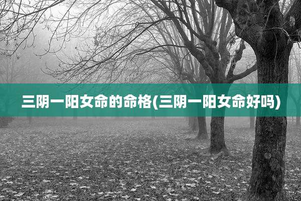 三阴一阳女命的命格(三阴一阳女命好吗)