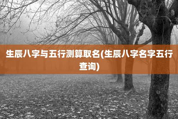 生辰八字与五行测算取名(生辰八字名字五行查询)