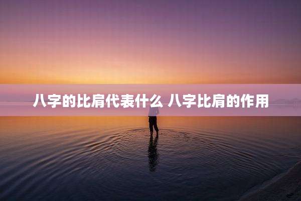 八字的比肩代表什么 八字比肩的作用