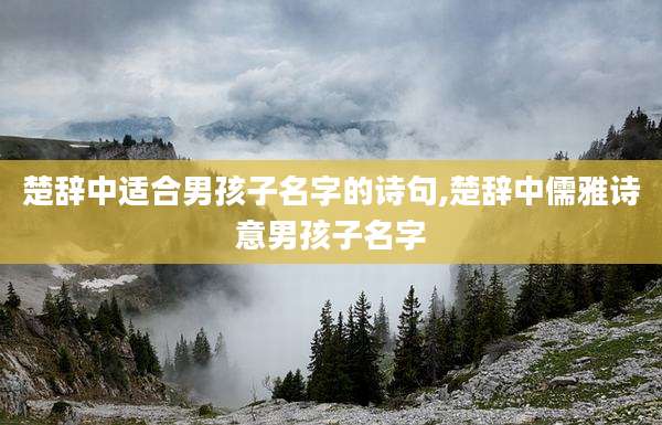 楚辞中适合男孩子名字的诗句,楚辞中儒雅诗意男孩子名字