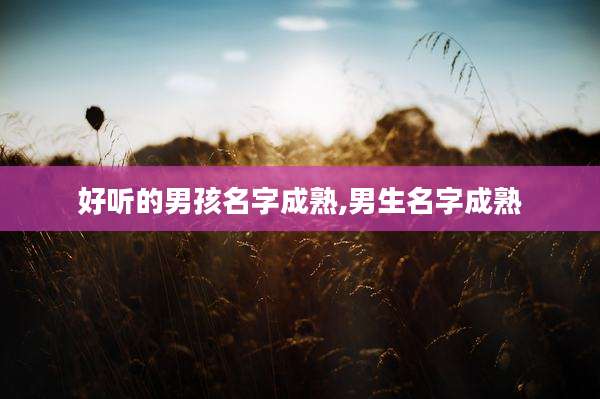 好听的男孩名字成熟,男生名字成熟