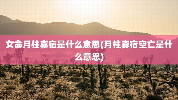 女命月柱寡宿是什么意思(月柱寡宿空亡是什么意思)