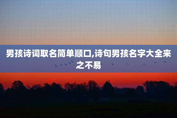男孩诗词取名简单顺口,诗句男孩名字大全来之不易