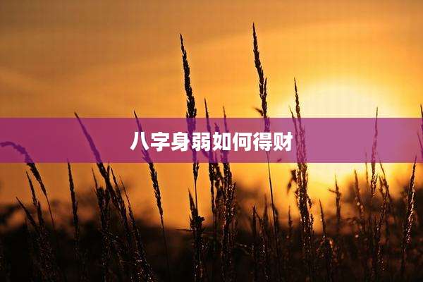 八字身弱如何得财