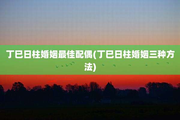 丁巳日柱婚姻最佳配偶(丁巳日柱婚姻三种方法)