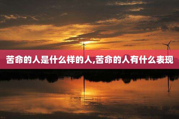 苦命的人是什么样的人,苦命的人有什么表现
