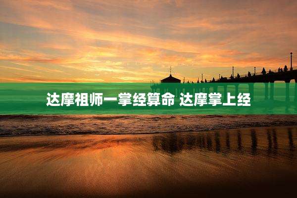 达摩祖师一掌经算命 达摩掌上经