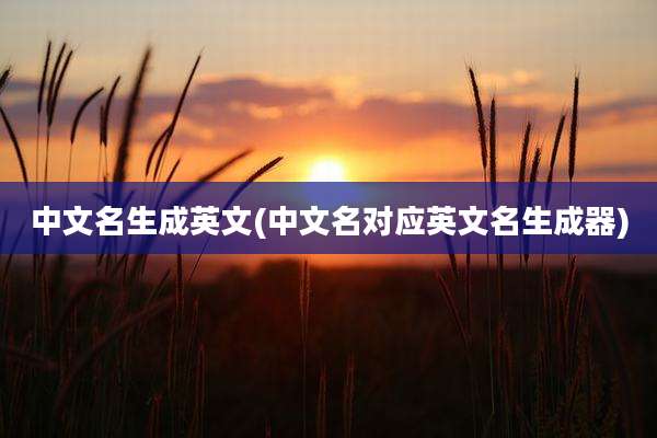 中文名生成英文(中文名对应英文名生成器)