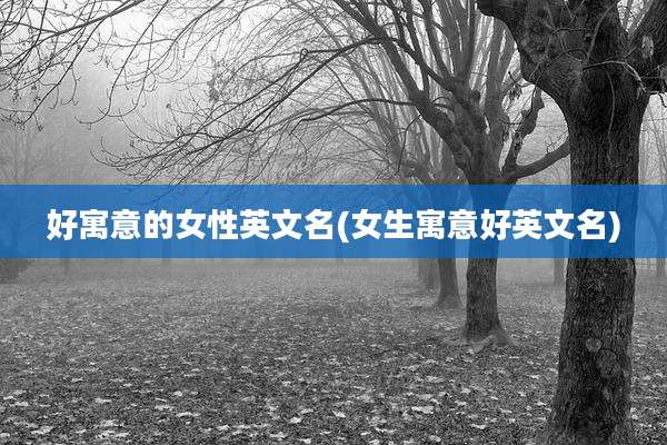 好寓意的女性英文名(女生寓意好英文名)