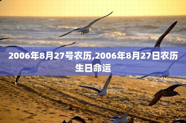 2006年8月27号农历,2006年8月27日农历生日命运