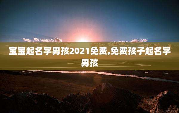 宝宝起名字男孩2021免费,免费孩子起名字男孩