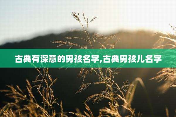 古典有深意的男孩名字,古典男孩儿名字