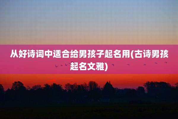 从好诗词中适合给男孩子起名用(古诗男孩起名文雅)