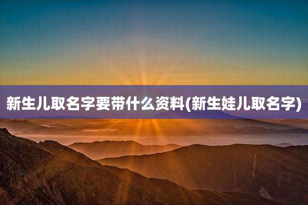 新生儿取名字要带什么资料(新生娃儿取名字)