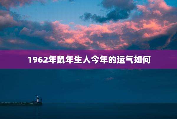 1962年鼠年生人今年的运气如何