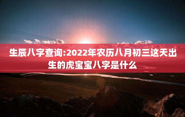 生辰八字查询:2022年农历八月初三这天出生的虎宝宝八字是什么
