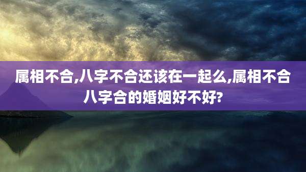 属相不合,八字不合还该在一起么,属相不合八字合的婚姻好不好?