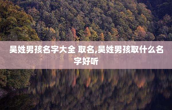吴姓男孩名字大全 取名,吴姓男孩取什么名字好听