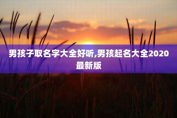 男孩子取名字大全好听,男孩起名大全2020最新版