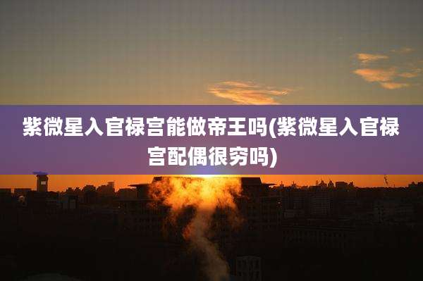 紫微星入官禄宫能做帝王吗(紫微星入官禄宫配偶很穷吗)