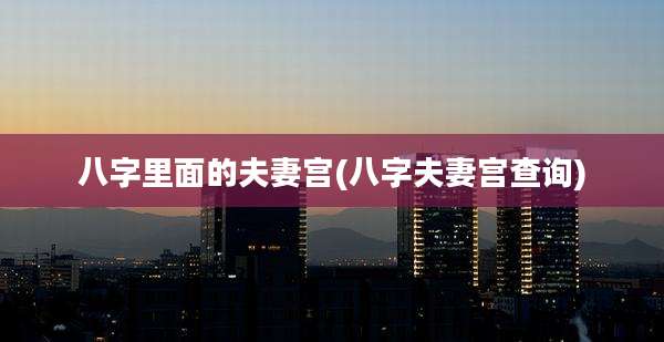 八字里面的夫妻宫(八字夫妻宫查询)