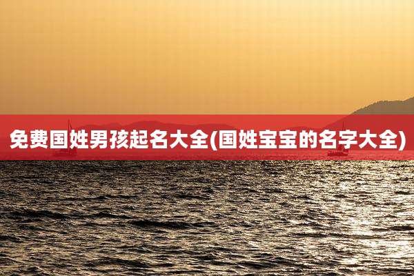 免费国姓男孩起名大全(国姓宝宝的名字大全)