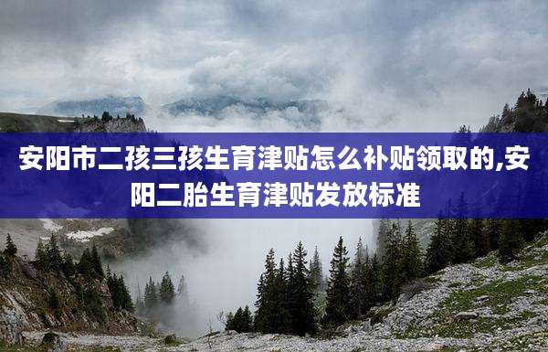 安阳市二孩三孩生育津贴怎么补贴领取的,安阳二胎生育津贴发放标准