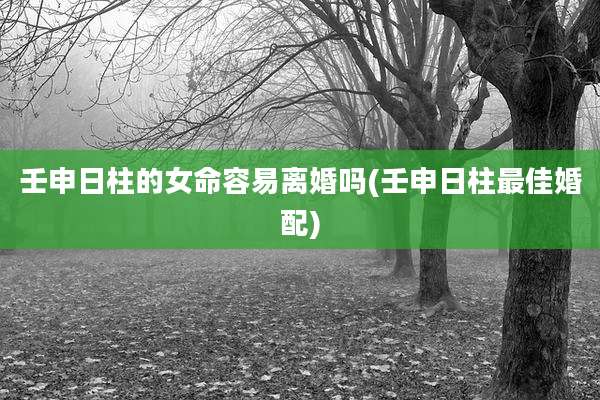 壬申日柱的女命容易离婚吗(壬申日柱最佳婚配)