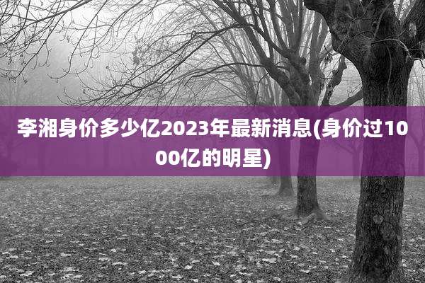 李湘身价多少亿2023年最新消息(身价过1000亿的明星)
