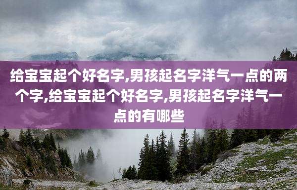 给宝宝起个好名字,男孩起名字洋气一点的两个字,给宝宝起个好名字,男孩起名字洋气一点的有哪些