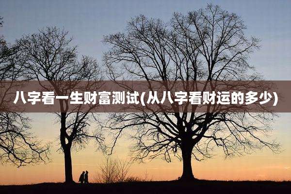 八字看一生财富测试(从八字看财运的多少)