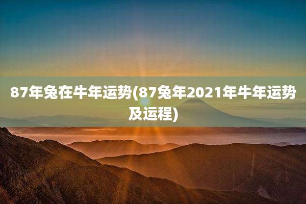 87年兔在牛年运势(87兔年2021年牛年运势及运程)