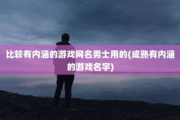 比较有内涵的游戏网名男士用的(成熟有内涵的游戏名字)