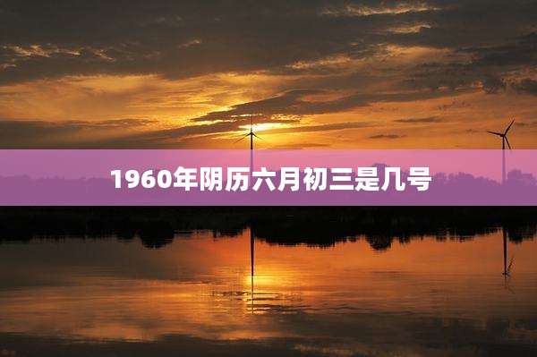 1960年阴历六月初三是几号